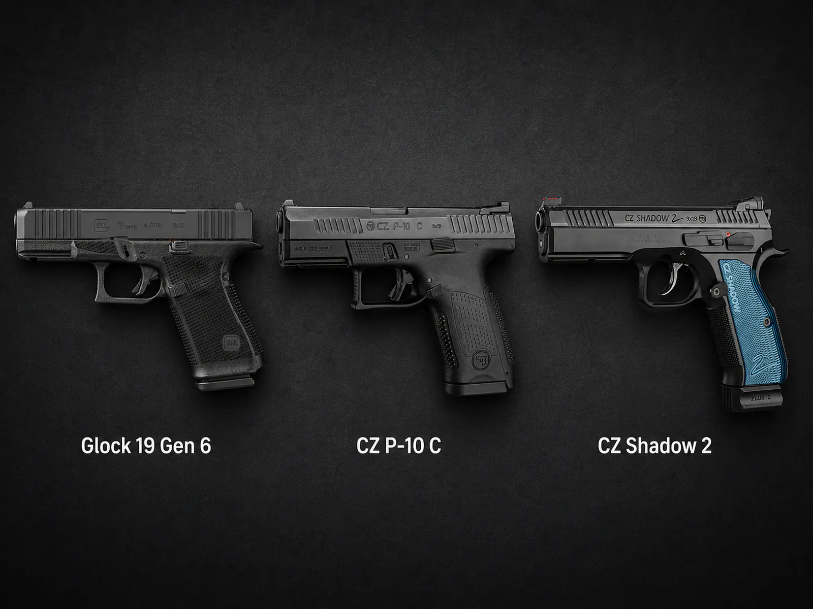 Pistolet CZ P-10 C vs glock 19 vs Shadow 2